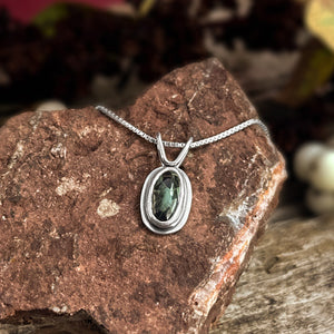 Greenstone Drop Pendant No. 2 - Silver Pendant   7211 - handmade by Beth Millner Jewelry