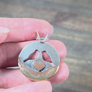 Landscape of Love Birds Pendant - Mixed Metal Pendant   8100 - handmade by Beth Millner Jewelry