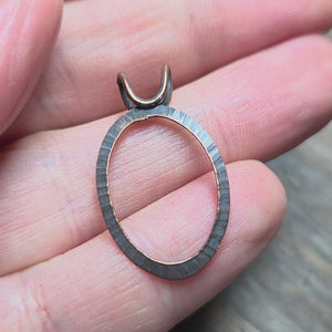 Small Radial Textured Copper Hoop Pendant - Copper Pendant   9007 - handmade by Beth Millner Jewelry