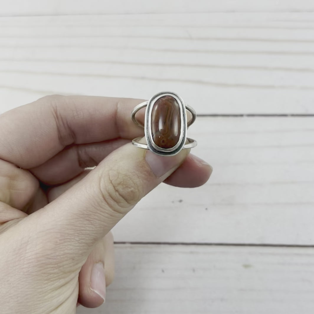 Marquette Lake Superior Agate Ring - Size 8.5 - Ring - handmade by Beth Millner Jewelry