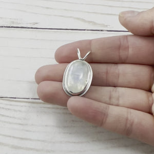 Moonstone Drop Pendant No. 1 - Silver Pendant   6947 - handmade by Beth Millner Jewelry