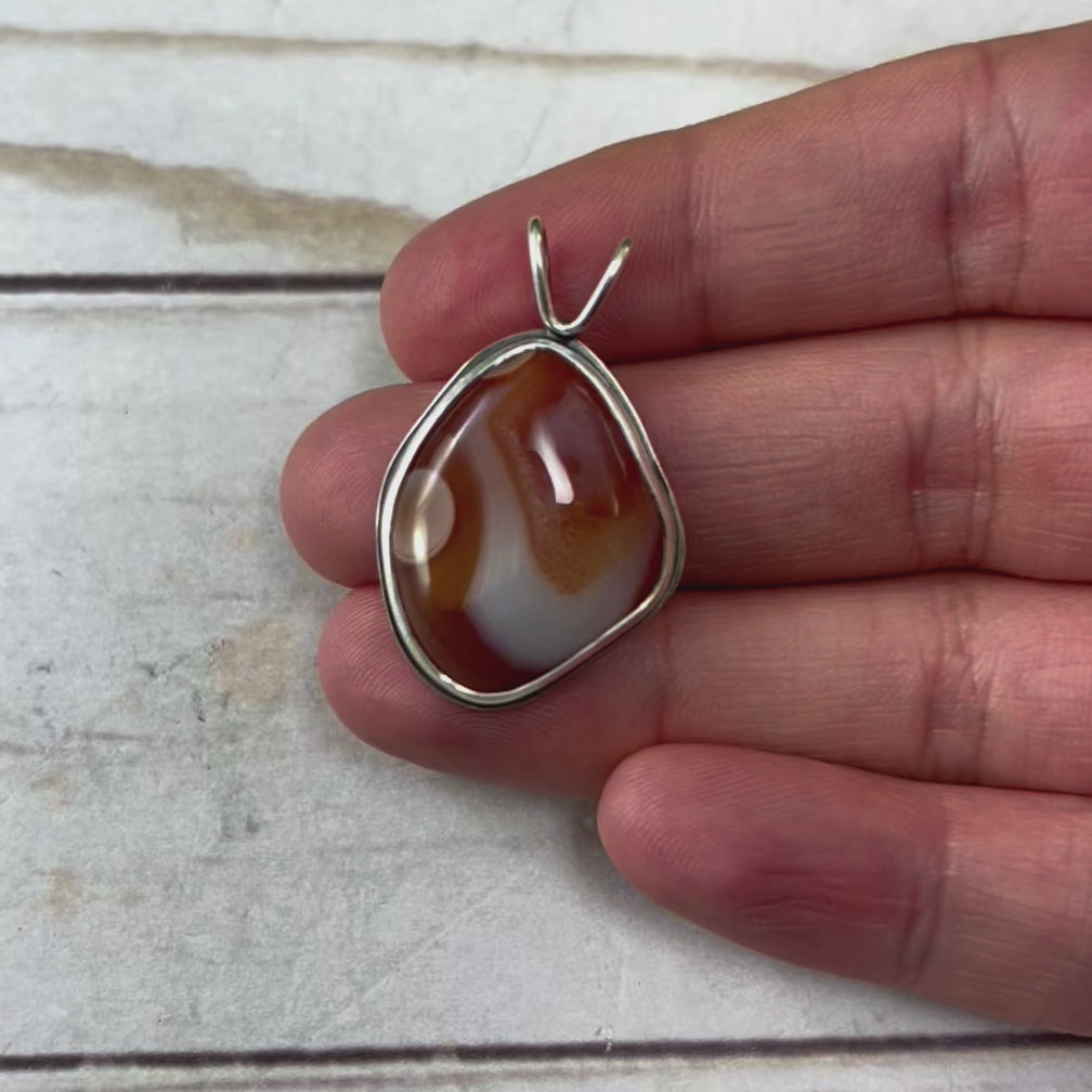 Lake Superior Agate Drop Pendant No. 3 - Silver Pendant   7247 - handmade by Beth Millner Jewelry