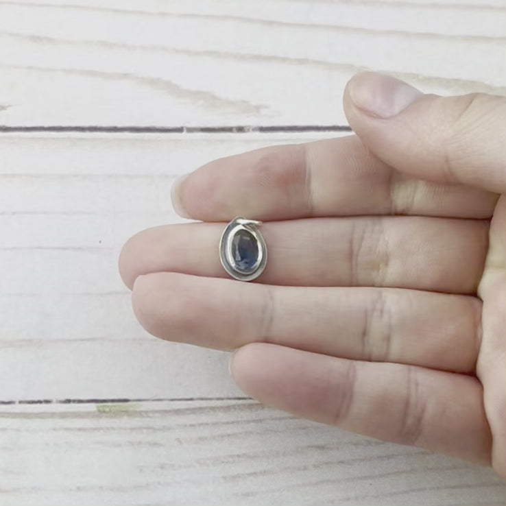 Blue Topaz Wave Drop Pendant No. 2 - Silver Pendant   7190 - handmade by Beth Millner Jewelry