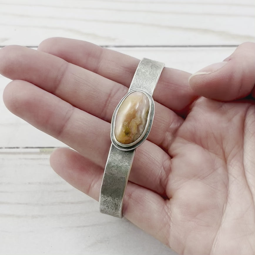 Lake Superior Agate Cuff  - Size Large - Bracelet   4005 - handmade by Beth Millner Jewelry