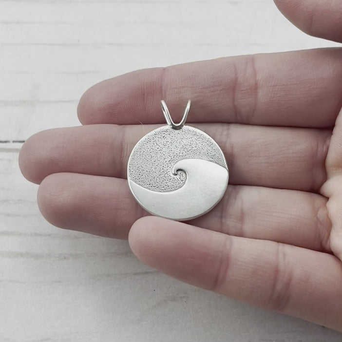 Waves of Superior Reversible Pendant - Silver Pendant   3852 - handmade by Beth Millner Jewelry