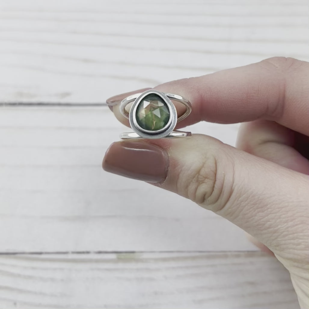 Peridot Sprout Ring - Choose Your Own Stone - Ring A. 10 x 8mm / Peridot B. 11 x 7mm / Peridot 7062 - handmade by Beth Millner Jewelry