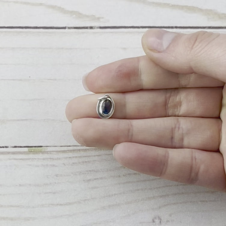 Blue Topaz Wave Drop Pendant - Silver Pendant   7188 - handmade by Beth Millner Jewelry