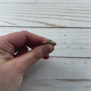 White Gold Diamond & Roses Twig Ring - your choice of stone - Wedding Ring  Select Size / Recycled Diamond  4 / Recycled Diamond 3713 - handmade by Beth Millner Jewelry