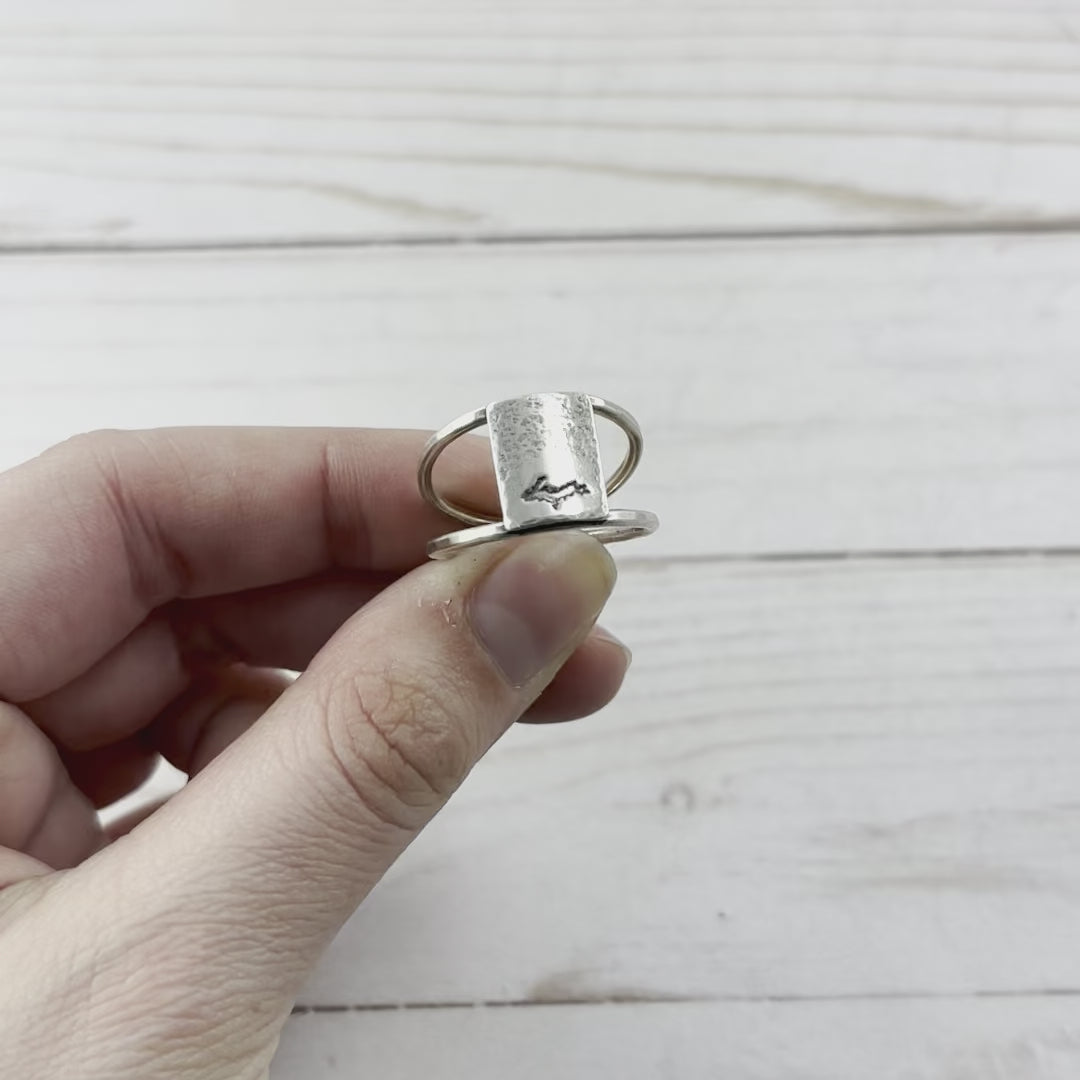 Mini Rustic Upper Peninsula of Michigan Ring - Ring - handmade by Beth Millner Jewelry
