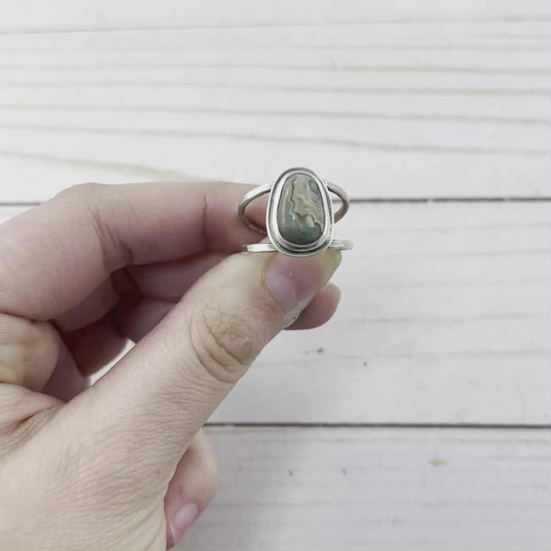 Lake Superior Agate Ring - Size 8.5 - Ring - handmade by Beth Millner Jewelry