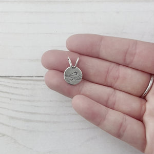 Small Perched Chickadee Pendant - Silver Pendant   7160 - handmade by Beth Millner Jewelry