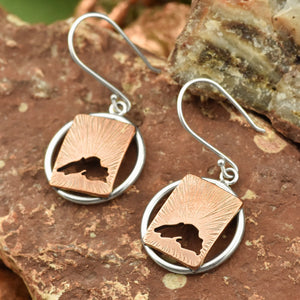 Radial Copper Lake Superior Earrings - Mixed Metal Earrings   7092 - handmade by Beth Millner Jewelry