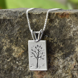 Reversible Small Equinox Tree Pendant - Silver Pendant   7099 - handmade by Beth Millner Jewelry