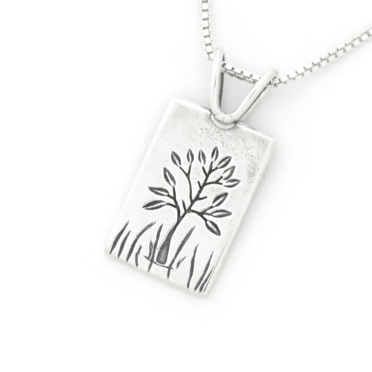 Reversible Small Solstice Tree Pendant - Silver Pendant   7097 - handmade by Beth Millner Jewelry
