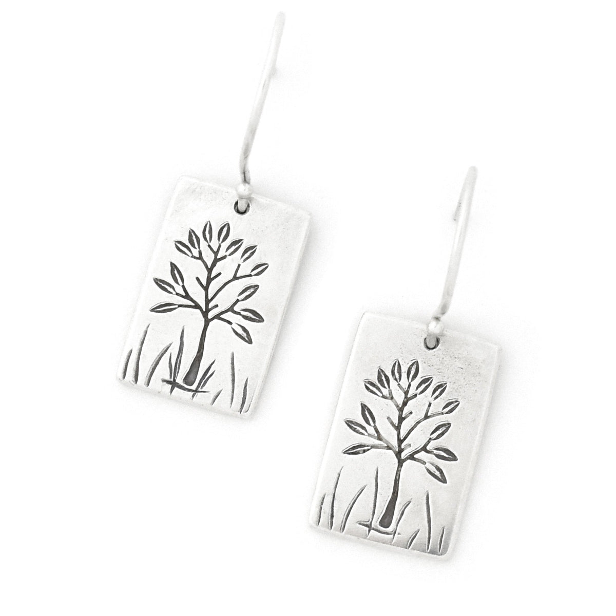Reversible Solstice Tree Earrings - Silver Earrings   7107 - handmade by Beth Millner Jewelry