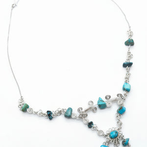 Turquoise Wire Wrapped Sterling Silver Necklace - Necklace   SSNE16 - handmade by Beth Millner Jewelry
