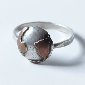 Mini Round Mixed Metal Darkened Earth Single Band Ring Size 9.75 - Wedding Ring   1010 - handmade by Beth Millner Jewelry