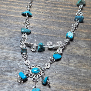 Turquoise Wire Wrapped Sterling Silver Necklace - Necklace   SSNE16 - handmade by Beth Millner Jewelry