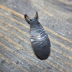 Petal Copper Darkened Cross Hatched Pendant - Copper Earrings   9011 - handmade by Beth Millner Jewelry