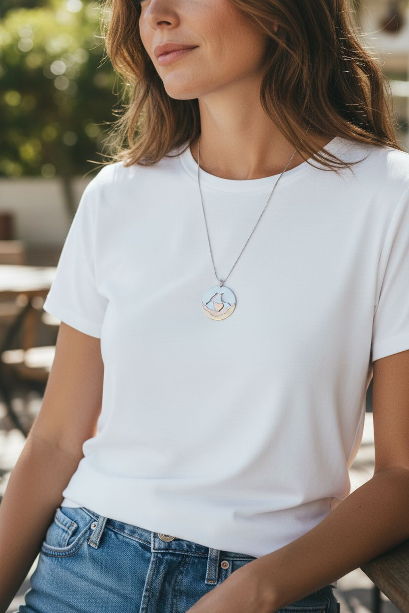 Landscape of Love Birds Pendant - Mixed Metal Pendant   8100 - handmade by Beth Millner Jewelry