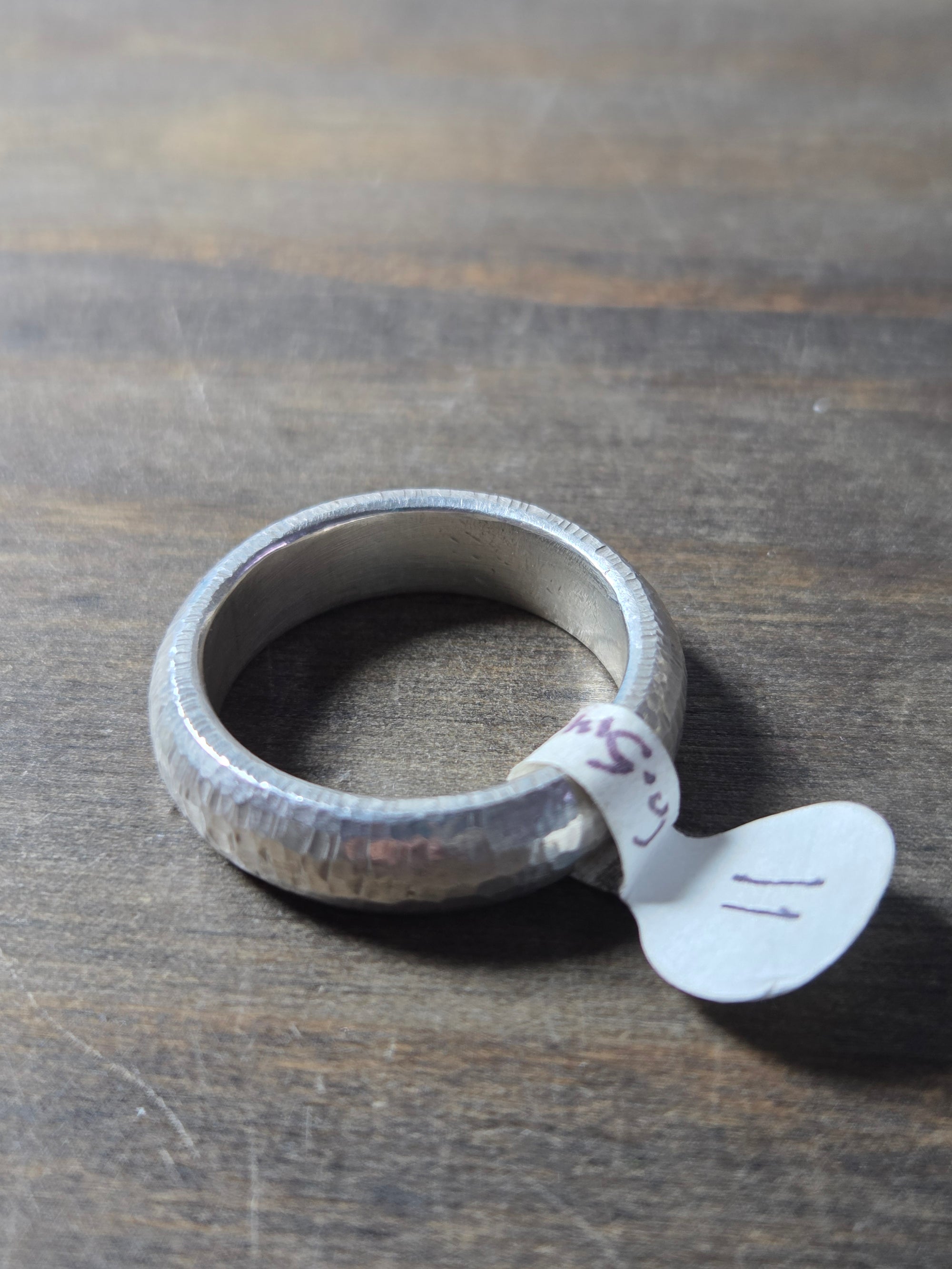 Hammered Silver Ring Size 11 - Wedding Ring   0235 - handmade by Beth Millner Jewelry