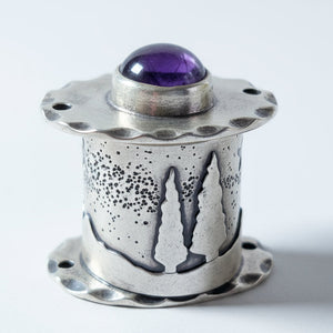 Starry Sky Amethyst Locket Pendant - Silver Pendant   6831 - handmade by Beth Millner Jewelry