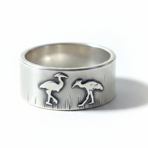 Ostritch Couple Silver Ring Size 11 - Wedding Ring   9201 - handmade by Beth Millner Jewelry
