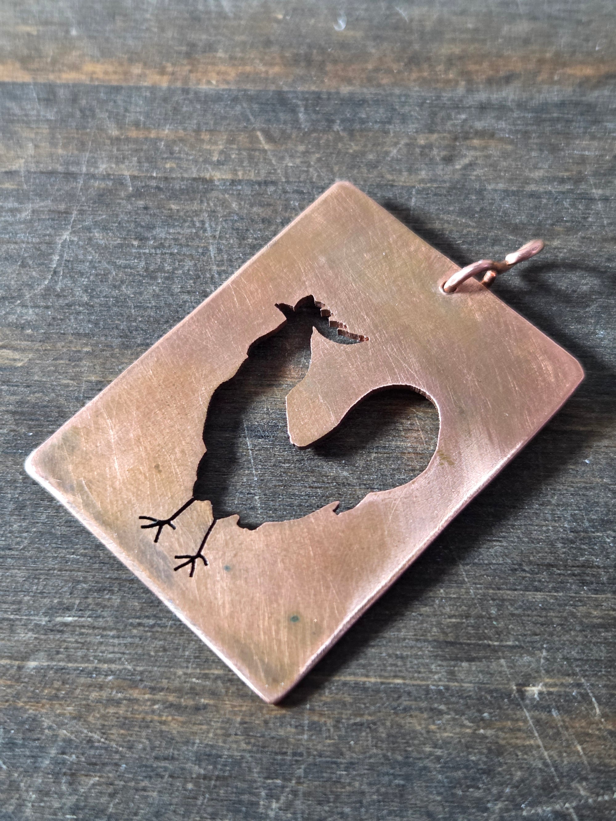 Copper Chicken Pendant - Copper Pendant   9084 - handmade by Beth Millner Jewelry