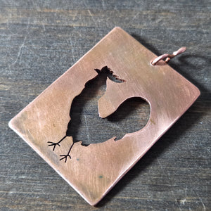 Copper Chicken Pendant - Copper Pendant   9084 - handmade by Beth Millner Jewelry