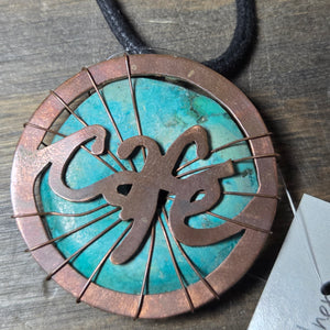 Cafe Copper Pendant - Silver Earrings   9074 - handmade by Beth Millner Jewelry