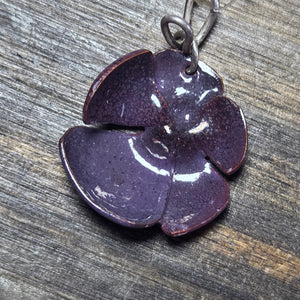 Purple Enamel Formed Flower Pendant - Enamel Pendant   0442 - handmade by Beth Millner Jewelry