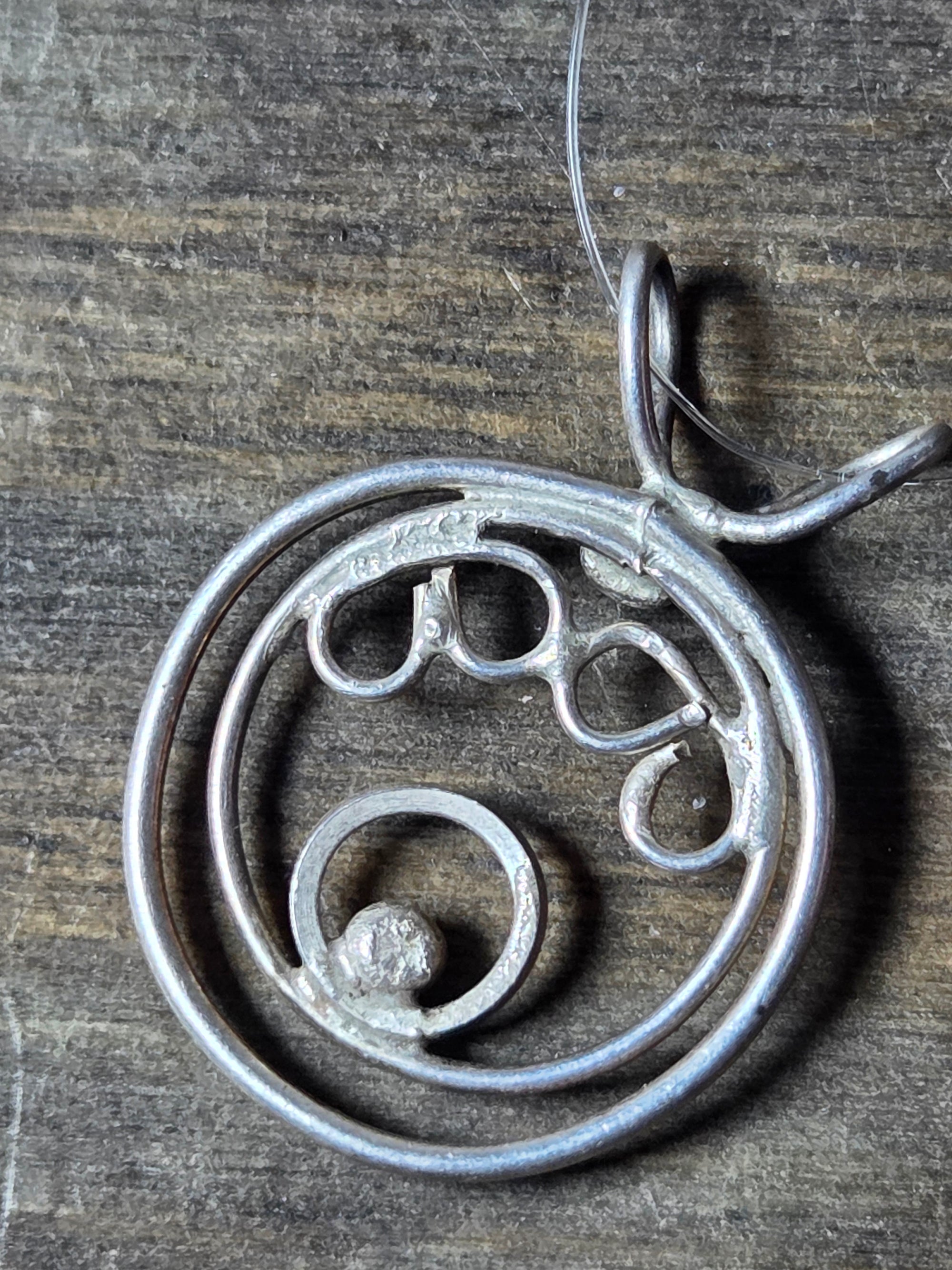 Delicate Circular Round Silver Pendant - Silver Pendant   9113 - handmade by Beth Millner Jewelry