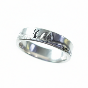 Conifer Winter Sterling Silver Ring Size 8.75 - Wedding Ring   0507 - handmade by Beth Millner Jewelry