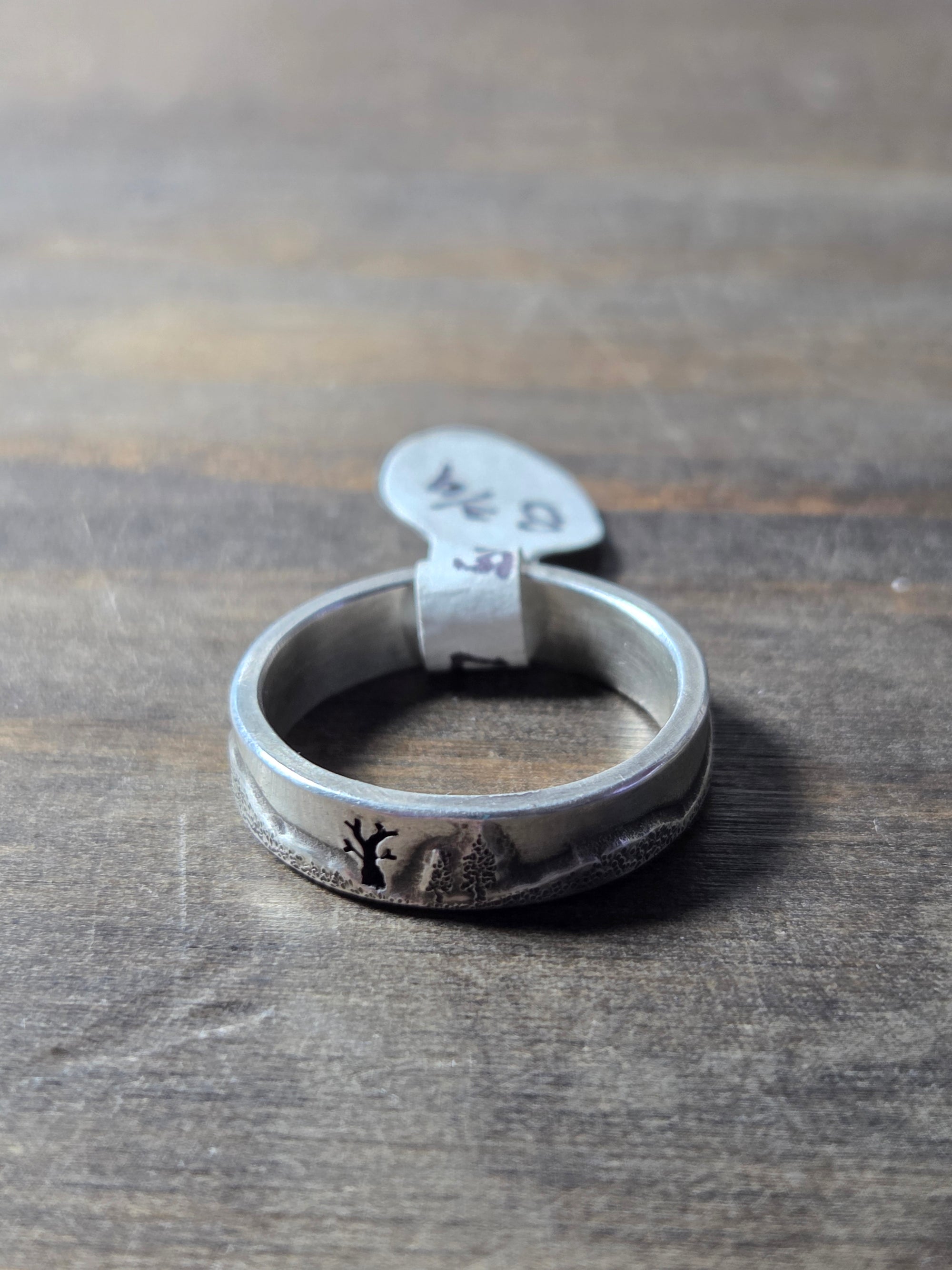 Conifer Winter Sterling Silver Ring Size 8.75 - Wedding Ring   0507 - handmade by Beth Millner Jewelry