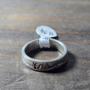 Conifer Winter Sterling Silver Ring Size 8.75 - Wedding Ring   0507 - handmade by Beth Millner Jewelry