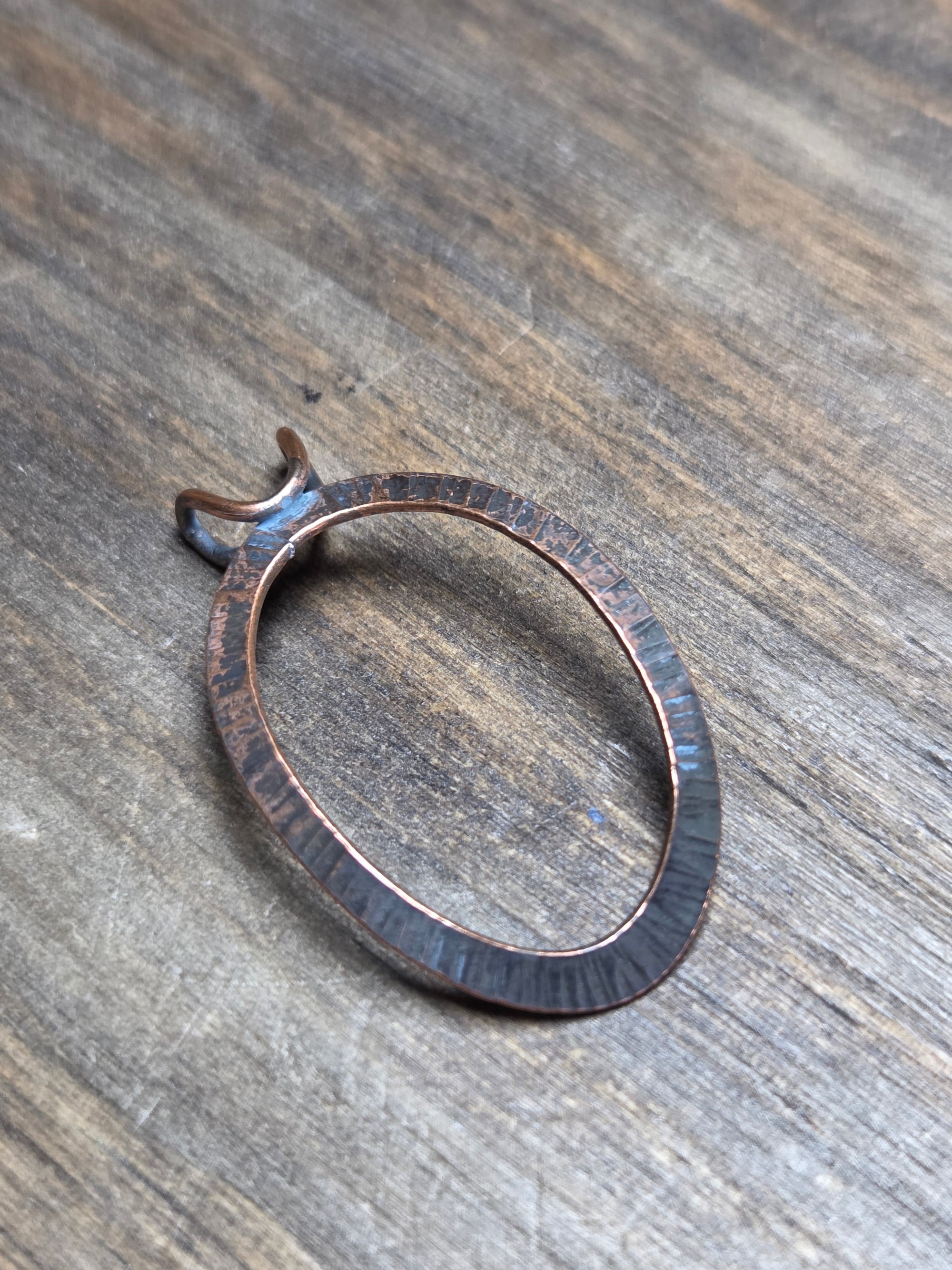 Radial Textured Copper Hoop Pendant - Copper Pendant   9006 - handmade by Beth Millner Jewelry