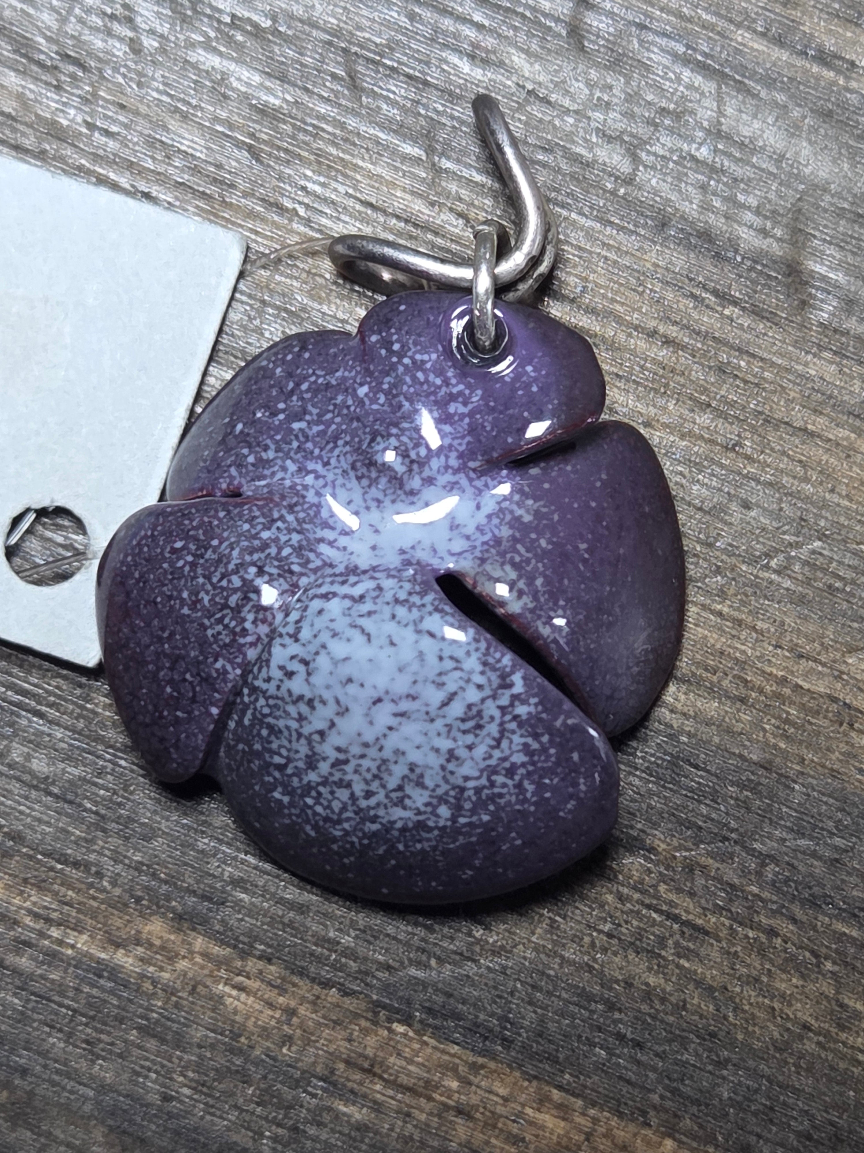 Purple Enamel Formed Flower Pendant - Enamel Pendant   0442 - handmade by Beth Millner Jewelry
