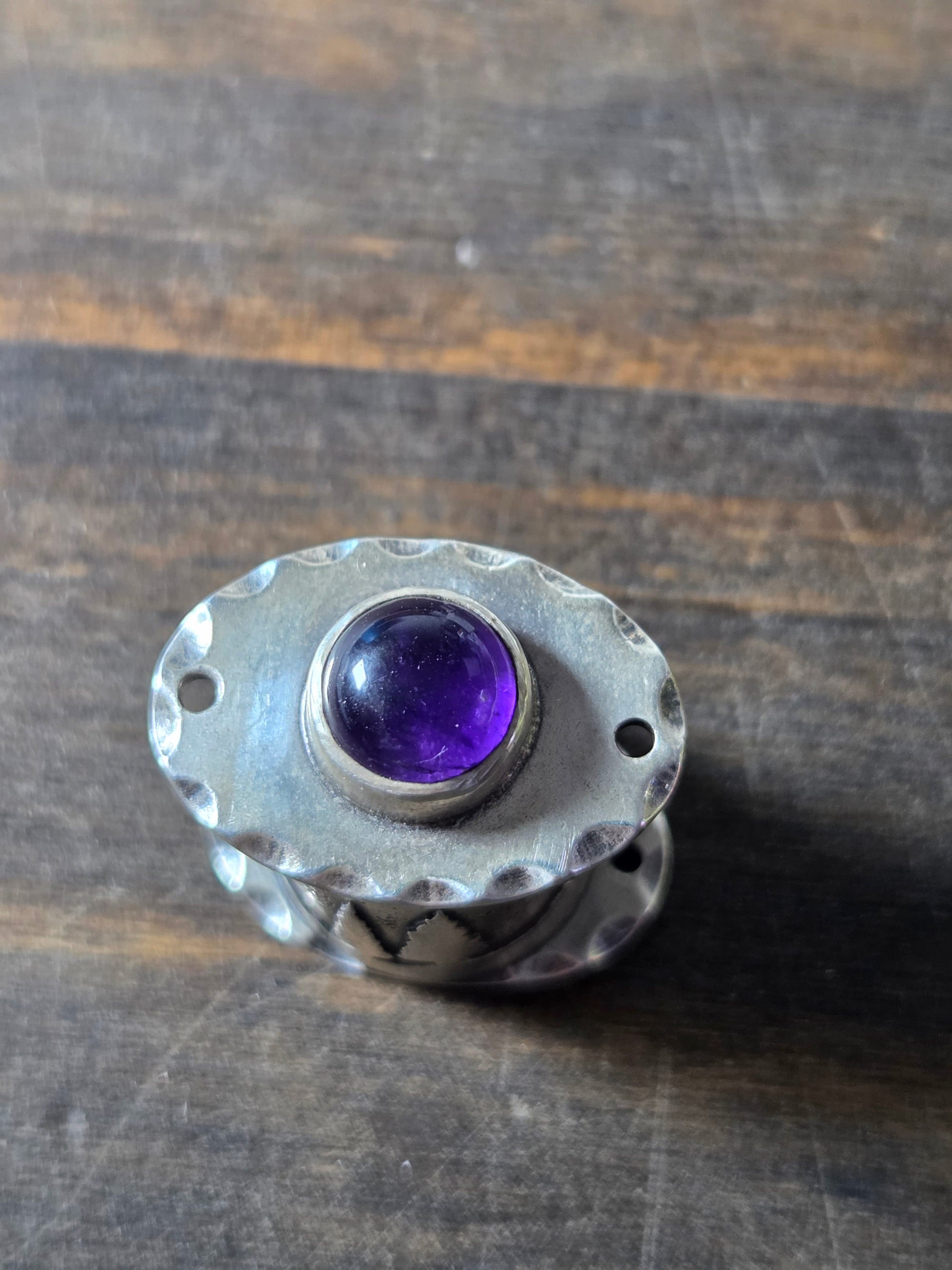 Starry Sky Amethyst Locket Pendant - Silver Pendant   6831 - handmade by Beth Millner Jewelry