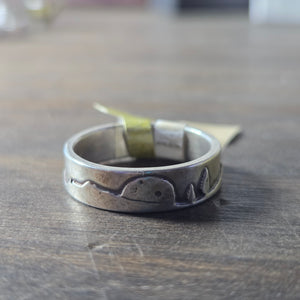 Conifer Couple Sterling Silver Ring Size 9 - Wedding Ring   9143 - handmade by Beth Millner Jewelry