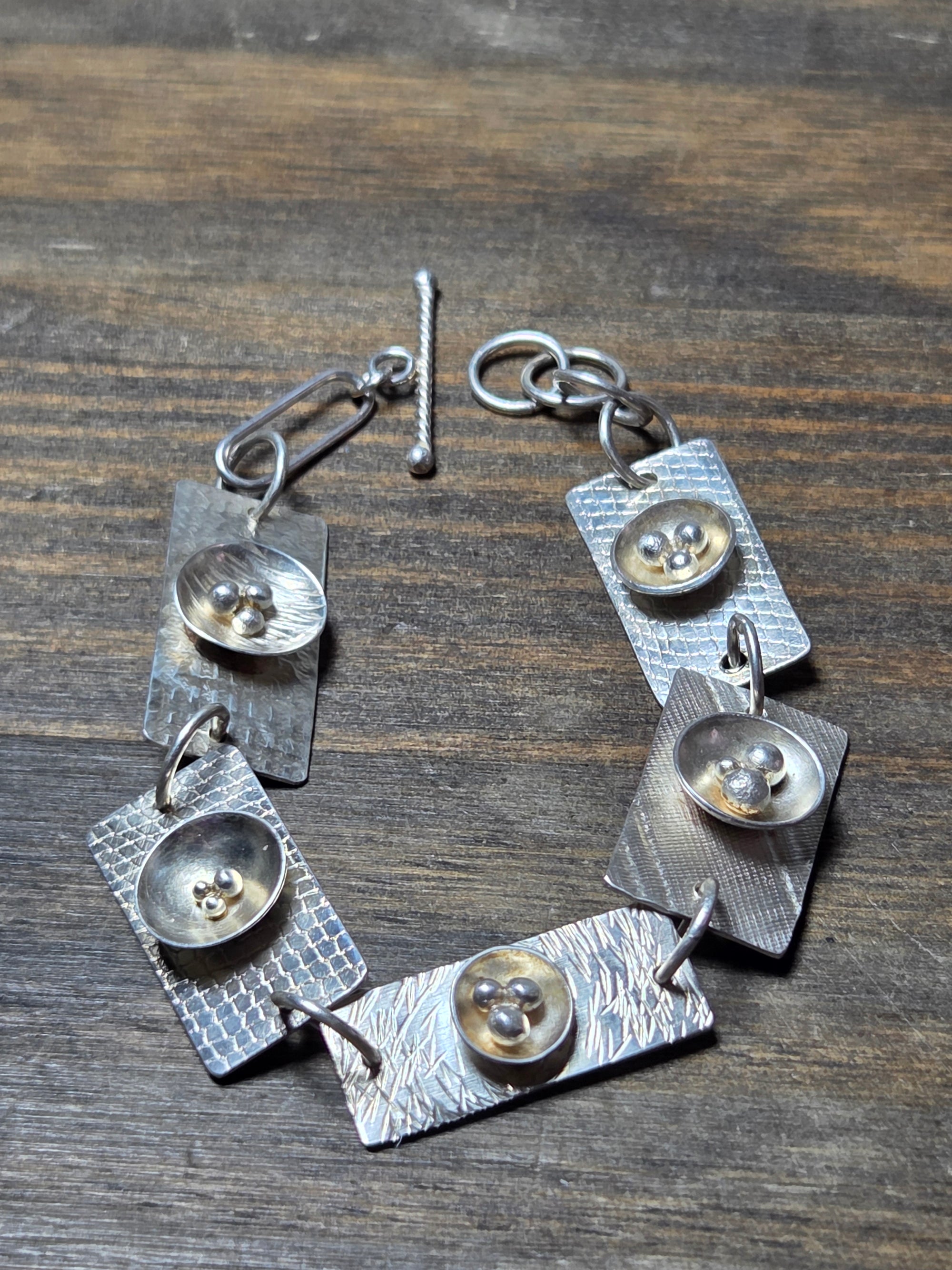 Sterling Silver Domed Disk Bracelet - Bracelet   9068 - handmade by Beth Millner Jewelry