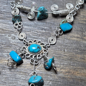 Turquoise Wire Wrapped Sterling Silver Necklace - Necklace   SSNE16 - handmade by Beth Millner Jewelry