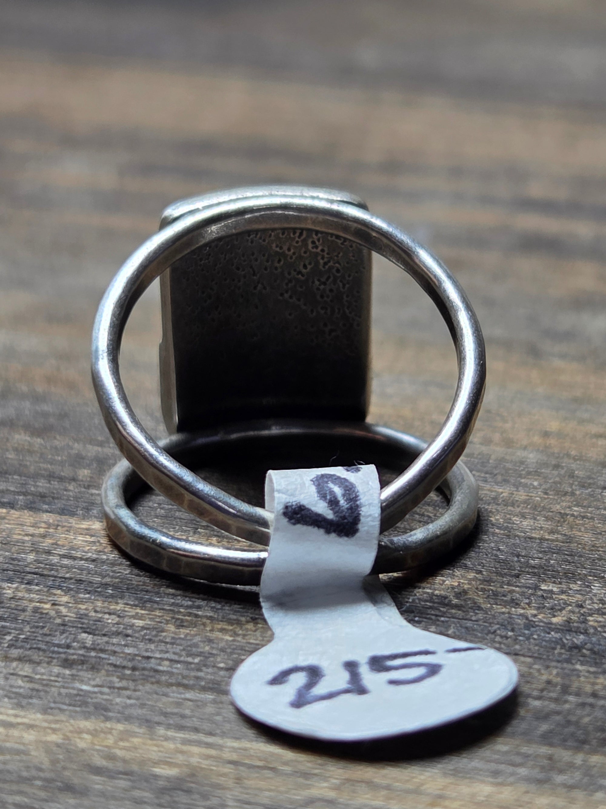 Rabbit on a Starry Night Double Band Ring 4.75 5.75 or 9 - Silver Pendant  4.75  5.75 3759 - handmade by Beth Millner Jewelry