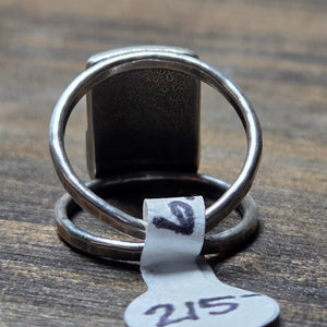 Rabbit on a Starry Night Double Band Ring 4.75 5.75 or 9 - Silver Pendant  4.75  5.75 3759 - handmade by Beth Millner Jewelry