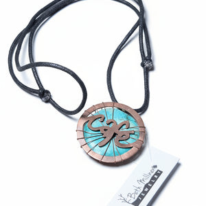 Cafe Copper Pendant - Silver Earrings   9074 - handmade by Beth Millner Jewelry