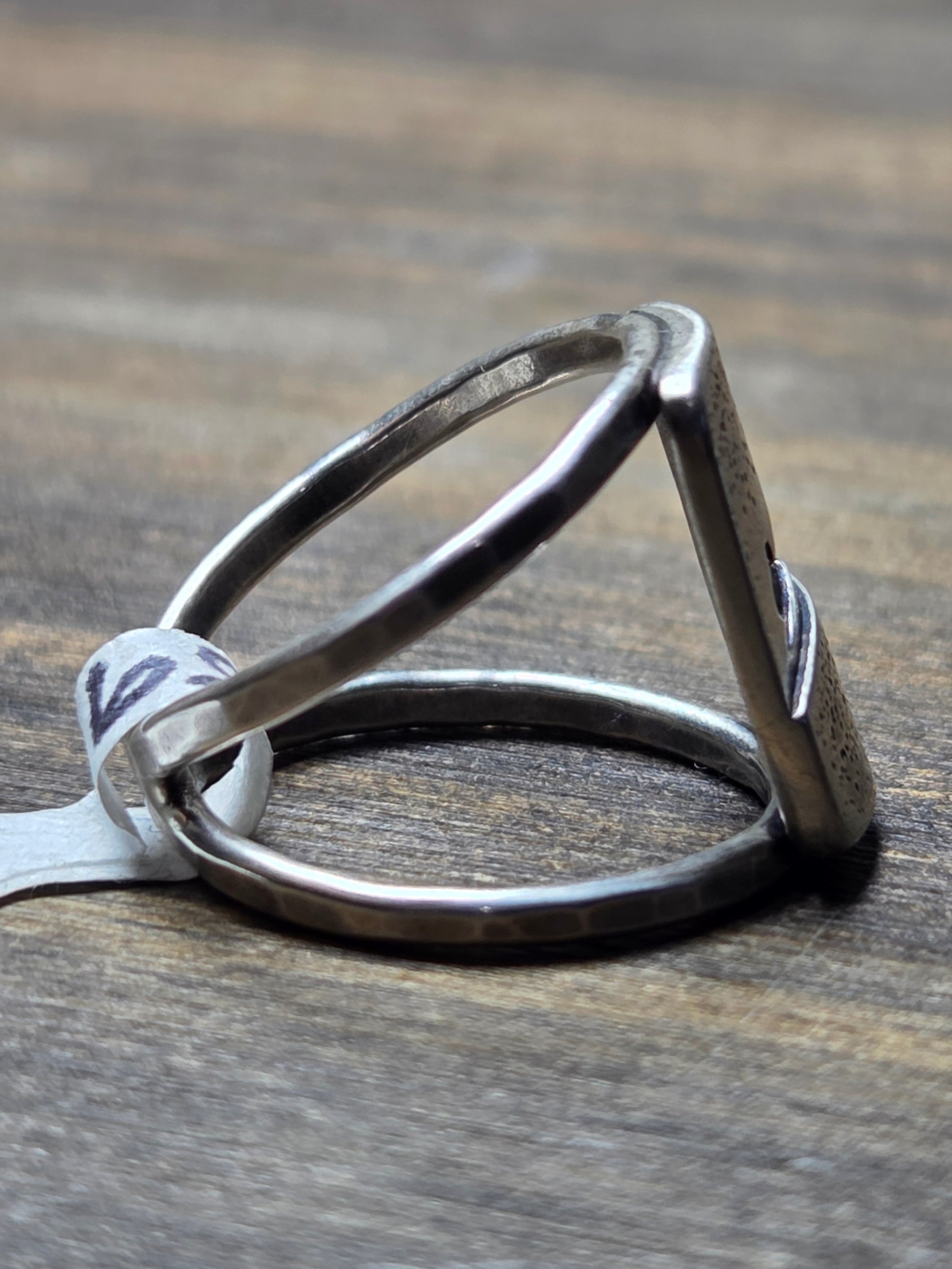 Rabbit on a Starry Night Double Band Ring 4.75 5.75 or 9 - Silver Pendant  4.75  5.75 3759 - handmade by Beth Millner Jewelry