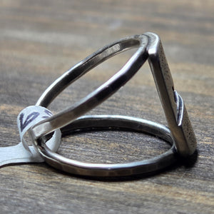 Rabbit on a Starry Night Double Band Ring 4.75 5.75 or 9 - Silver Pendant  4.75  5.75 3759 - handmade by Beth Millner Jewelry