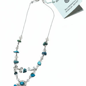 Turquoise Wire Wrapped Sterling Silver Necklace - Necklace   SSNE16 - handmade by Beth Millner Jewelry