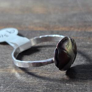 Mini Round Mixed Metal Darkened Earth Single Band Ring Size 9.75 - Wedding Ring   1010 - handmade by Beth Millner Jewelry