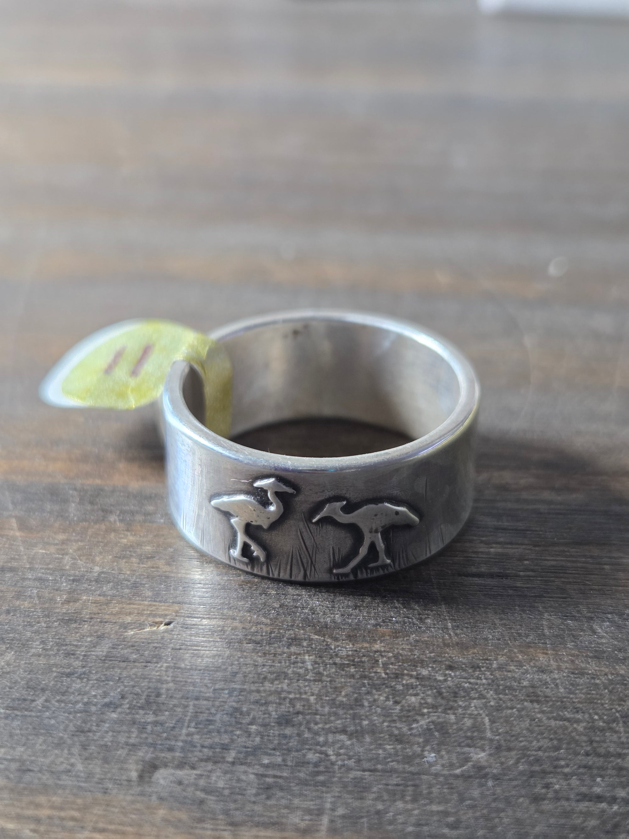 Ostritch Couple Silver Ring Size 11 - Wedding Ring   9201 - handmade by Beth Millner Jewelry