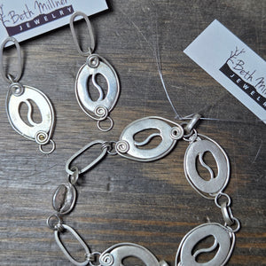 Coffee Bean Wire Wrap Chain Bracelet and Earrings Set - Bracelet   9073 - handmade by Beth Millner Jewelry